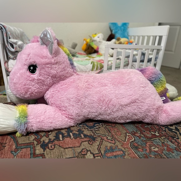 Goffa Jumbo 48” pink/rainbow unicorn plush. Like new - Picture 8 of 8